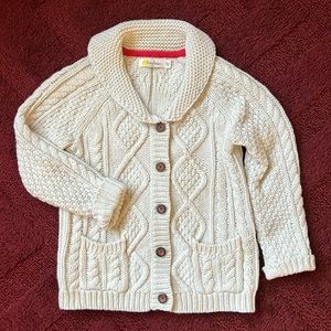 Baby Boden Cream Color Cable Knit Cardigan
